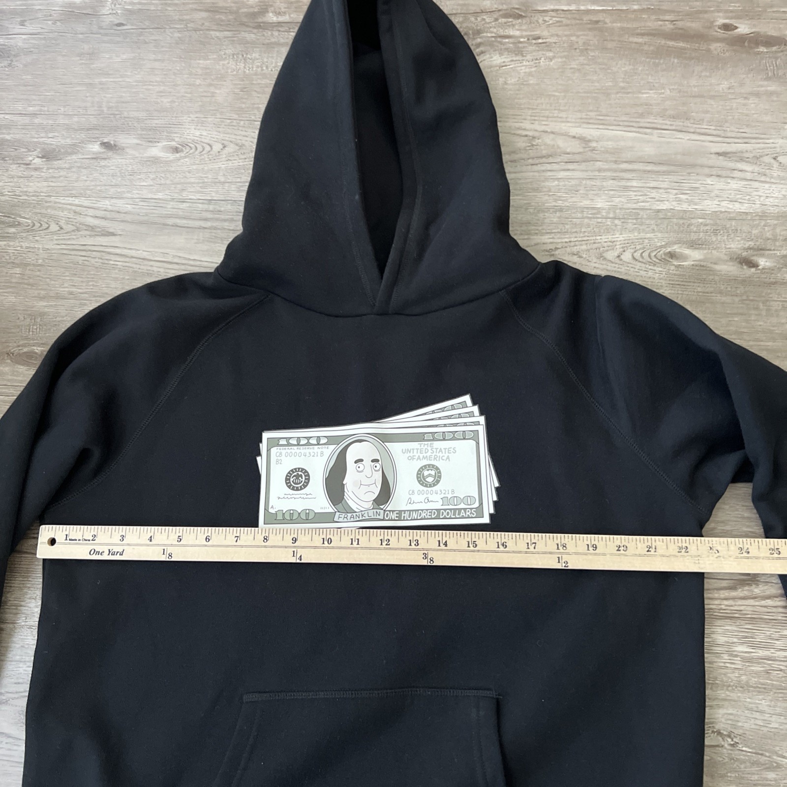Prod Bldg Benjamin Franklins Hoodie Black Fleece Pullover Mens Medium — image 5 of 8